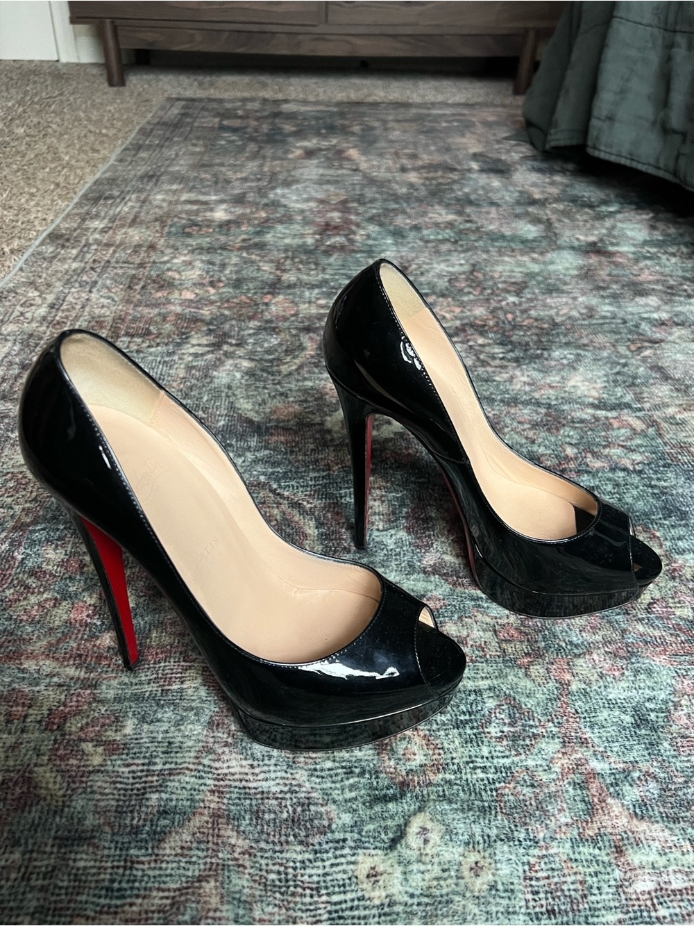 Christian Louboutin Black Lady Peep size 40